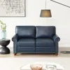 Streamdale Furniture Streamdale Navy Faux Leather Sofa Loveseat Silver Nails