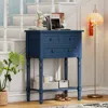 Streamdale Furniture Streamdale Navy Narrow Console Table With Drawers & Shelf
