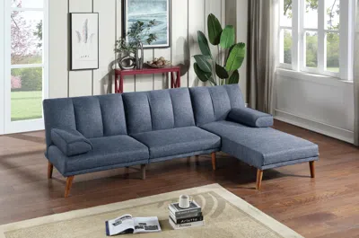 Streamdale Furniture Streamdale Navy Polyfiber Sectional Sofa With Adjustable Chaise In Blue