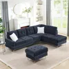 Streamdale Furniture Streamdale Navy Sectional Sofa With Reversible Chaise, Ottoman & Pillows In Blue