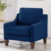 Streamdale Furniture Streamdale Navy Velvet Accent Armchair With Wooden Legs