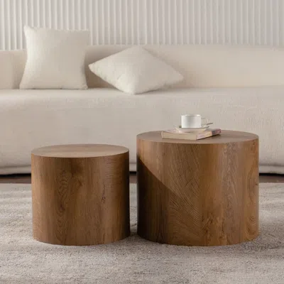 Streamdale Furniture Streamdale Nesting Coffee Table Set Of 2 - Round Wooden Tables