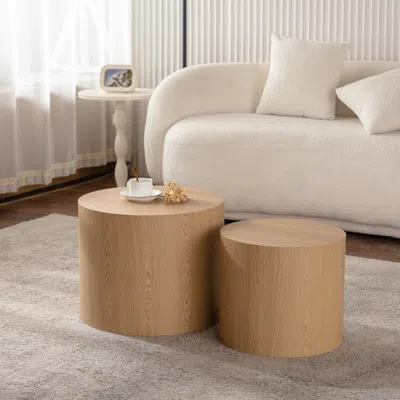 Streamdale Furniture Streamdale Nesting Coffee Table Set Of 2 - Round Wooden Tables