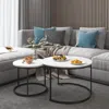 Streamdale Furniture Streamdale Nesting Coffee Table Set Of 2, 27.6inch Round Coffee Table Wood Marble Pattern Top With S
