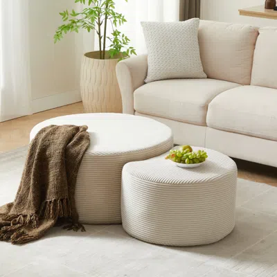 Streamdale Furniture Streamdale Nesting Coffee Table Set Of 2, Upholstered Round Tables