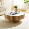 Streamdale Furniture Streamdale Nesting Round Sintered Stone Coffee Table - Ash In Brown