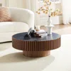 Streamdale Furniture Streamdale Nesting Round Sintered Stone Coffee Table - Walnut In Brown
