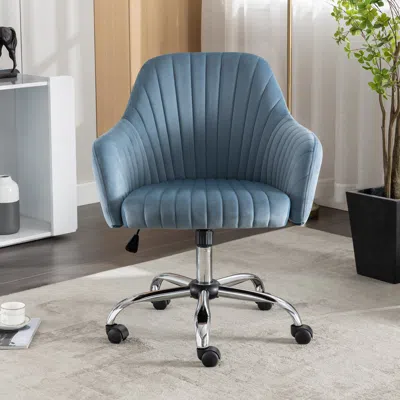 Streamdale Furniture Streamdale New - Modern Home Office Leisure Chair With Adjustable Velvet In Blue