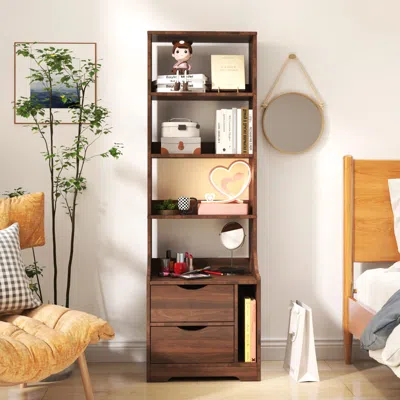 Streamdale Furniture Streamdale Night Stand With Bookshelf, Night Stand With 2 Storage Drawers