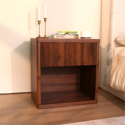 Streamdale Furniture Streamdale Night Stand With Drawer Storage, Fluted Bed Side Table, Modern Wide Bedside Stand