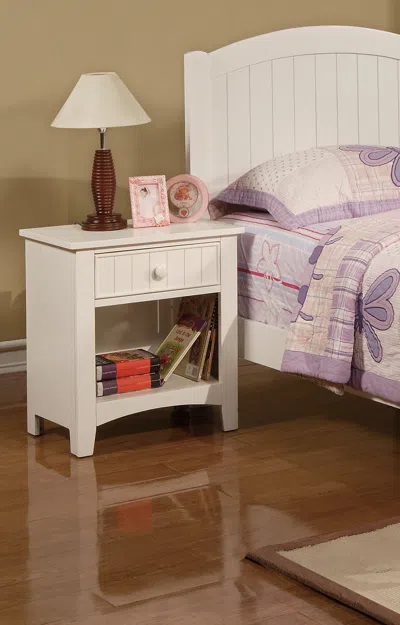 Streamdale Furniture Streamdale Nightstand Shelf Storage Drawers Pine Veneer Mdf Wooden 1 Piece In White