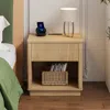 Streamdale Furniture Streamdale Nightstand With Outlet, Usb, Drawer - Modern Bedside Table, Natural In Brown