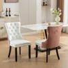Streamdale Furniture Streamdale Nikki Modern Tufted Dining Chair Set, White Pu/pink Velvet In White