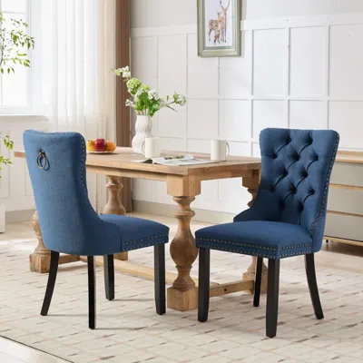 Streamdale Furniture Streamdale Nikki Tufted Upholstered Linen Dining Chair (set Of 2)
