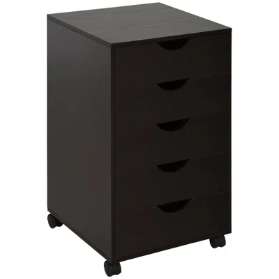 Streamdale Furniture Streamdale Nordic Style 5-drawer Filing Cabinet With Wheels, Brown