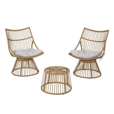 Streamdale Furniture Streamdale Nostalgic Wicker Chat Set: Papasan Chairs And Cage-frame Table