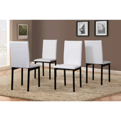 Streamdale Furniture Streamdale Noyes Faux Leather Seat Metal Frame Dining Chairs, Set Of 4, White