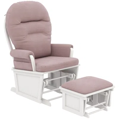 Streamdale Furniture Streamdale Nursery Glider Rocking Chair With Ottoman, Thick Padded Cushion Seating And Wood Base, Pi In White