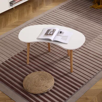 Streamdale Furniture Streamdale Nut Shape Coffee Table With Solid Wood Legs, 35x21 Inches