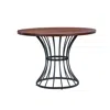 Streamdale Furniture Streamdale Oak Veneer 42" Round Dining Table - Wrought Iron Base, Rustic-modern