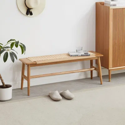 Streamdale Furniture Streamdale Oak Wood Woven Bench