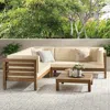 Streamdale Furniture Streamdale Oana Outdoor Wooden Sectional Set With Cushions, Beige