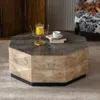 Streamdale Furniture Streamdale Octagon Coffee Table, 38" Retro Wood Center Table