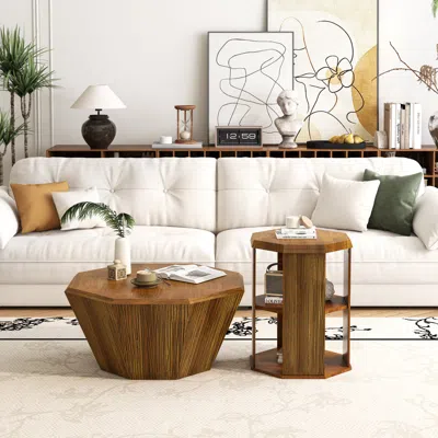 Streamdale Furniture Streamdale Octagonal Rubberwood Coffee Table Set (2)