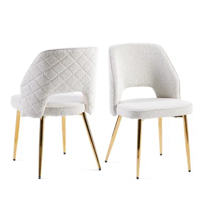 Streamdale Furniture Streamdale Off White Boucle Dining Chairs - Set Of 2