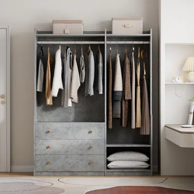 Streamdale Furniture Streamdale Open Wooden Wardrobe Storage For Bedroom