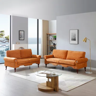 Streamdale Furniture Streamdale Orange 2-piece Sectional Sofa With Pillows