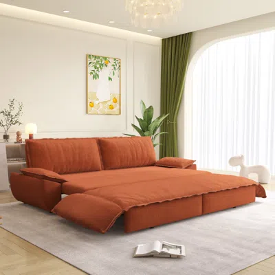 Streamdale Furniture Streamdale Orange 73.2" Queen Pull Out Sofa Bed, 3-in-1 Convertible Sleeper