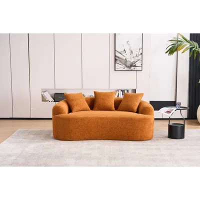 Streamdale Furniture Streamdale Orange Chenille Double Sofa With Pillows