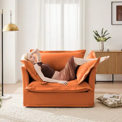 Streamdale Furniture Streamdale Orange Chenille Slipcovered Armchair With Pillows
