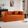 Streamdale Furniture Streamdale Orange Corduroy Convertible Sleeper Sofa Bed With Pillow