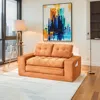 Streamdale Furniture Streamdale Orange Corduroy Loveseat Sofa Bed With Memory Foam - No Assembly, Convertible (orange)