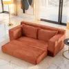 Streamdale Furniture Streamdale Orange Corduroy Loveseat Sofa With Memory Foam & Steel Frame - Convertible 2-in-1 Design