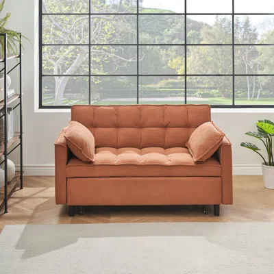 Streamdale Furniture Streamdale Orange Folding Sofa Bed With Adjustable Back In Brown