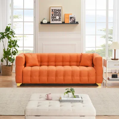 Streamdale Furniture Streamdale Orange Tech Fabric 3-seat Sofa (80in, Waterproof, Anti-cat)