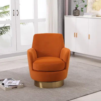 Streamdale Furniture Streamdale Orange Velvet Swivel Accent Chair