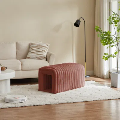 Streamdale Furniture Streamdale Ottoman Bench Corduroy Cat's Nest With Storage For Home Decor