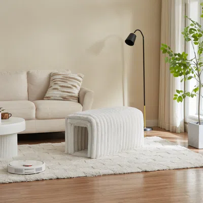 Streamdale Furniture Streamdale Ottoman Bench Corduroy Cat's Nest With Storage For Home Decor
