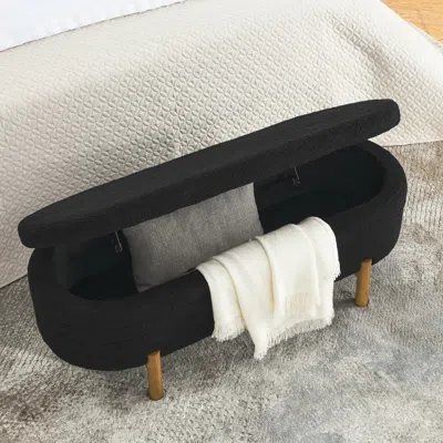 Streamdale Furniture Streamdale Ottoman Oval Storage Bench, Rubber Wood Leg, (46."x17.7"x10.8")