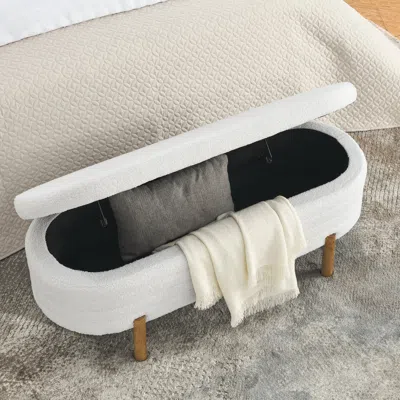 Streamdale Furniture Streamdale Ottoman Oval Storage Bench, Rubber Wood Leg (46."x17.7"x10.8")