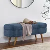 Streamdale Furniture Streamdale Ottoman Oval Storage Bench,rubber Wood Legs, Gray (43.5"x16"x16")dark Blue