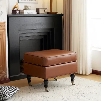 Streamdale Furniture Streamdale Ottoman With Solid Wood Legs And Casters In Brown