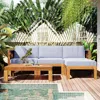 Streamdale Furniture Streamdale Outdoor 5-piece Wood Sectional Sofa, Natural/gray