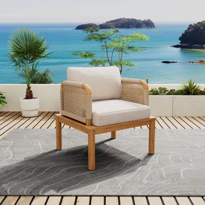 Streamdale Furniture Streamdale Outdoor Acacia Wood And Rope Club Chair With Cushions (single)