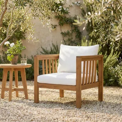 Streamdale Furniture Streamdale Outdoor Acacia Wood Club Chair With Thick Cushion