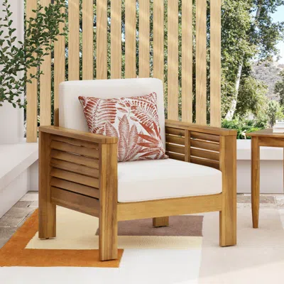Streamdale Furniture Streamdale Outdoor Acacia Wood Club Chairs With Cushions